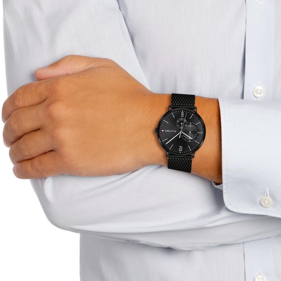  Shop Authentic Tommy Hilfiger Brooklyn Black Dial Black Mesh Bracelet Watch for Men - 1791507 - Luxxuri