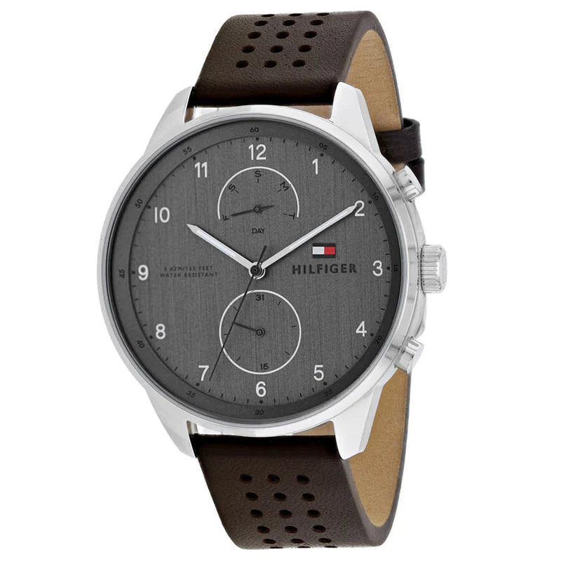  Shop Authentic Tommy Hilfiger Chase Quartz Brown Dial Brown Leather Strap Watch for Men - 1791579 - Luxxuri