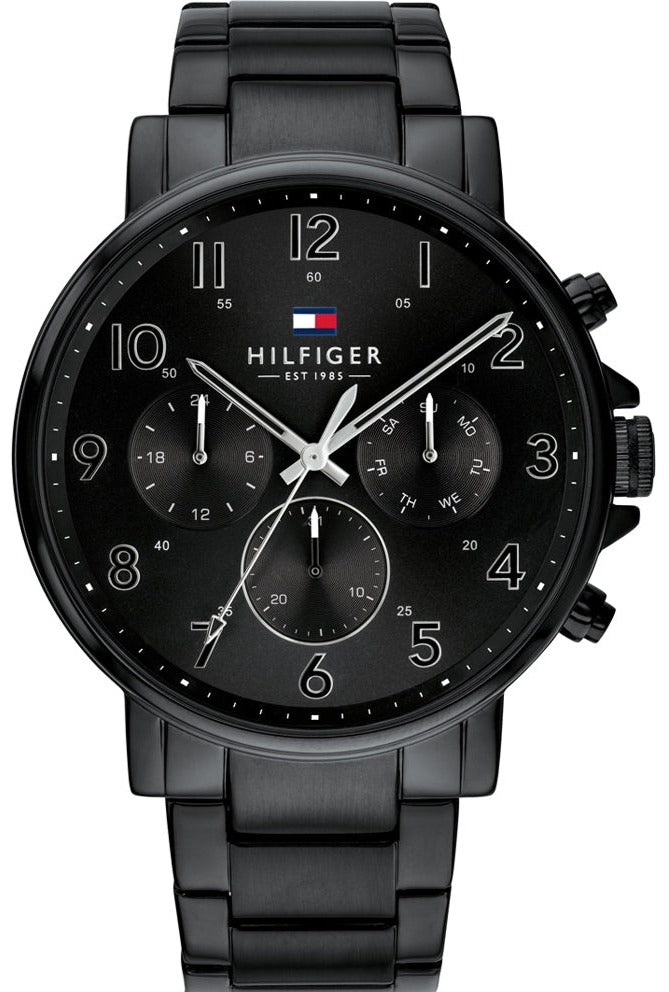  Shop Authentic Tommy Hilfiger Daniel Black Dial Black Steel Strap Watch for Men - 1710383 - Luxxuri