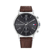  Shop Authentic Tommy Hilfiger Daniel Grey Dial Brown Leather Strap Watch for Men - 1710416 - Luxxuri