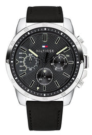  Shop Authentic Tommy Hilfiger Decker Black Dial Black Leather Strap Watch for Men - 1791563 - Luxxuri