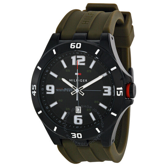  Shop Authentic Tommy Hilfiger Drew Black Dial Green Rubber Strap Watch for Men - 1791065 - Luxxuri