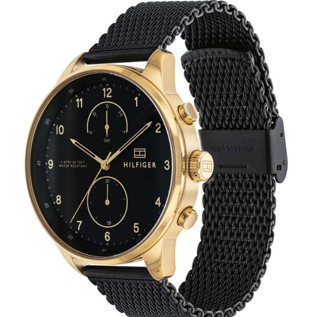  Shop Authentic Tommy Hilfiger Chase Quartz Black Dial Black Mesh Bracelet Watch for Men - 1791580 - Luxxuri