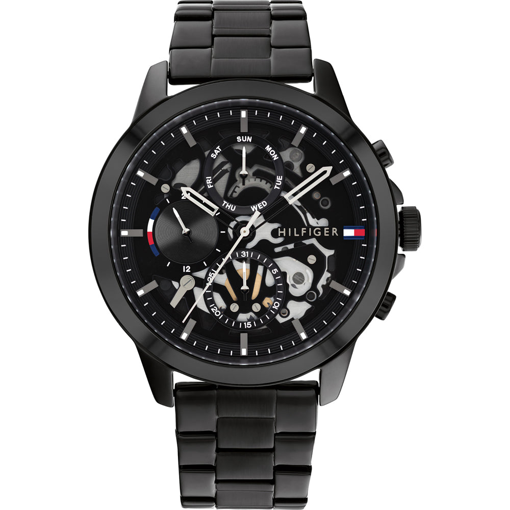  Shop Authentic Tommy Hilfiger Henry Chronograph Black Dial Black Steel Strap Watch For Men - 1710478 - Luxxuri