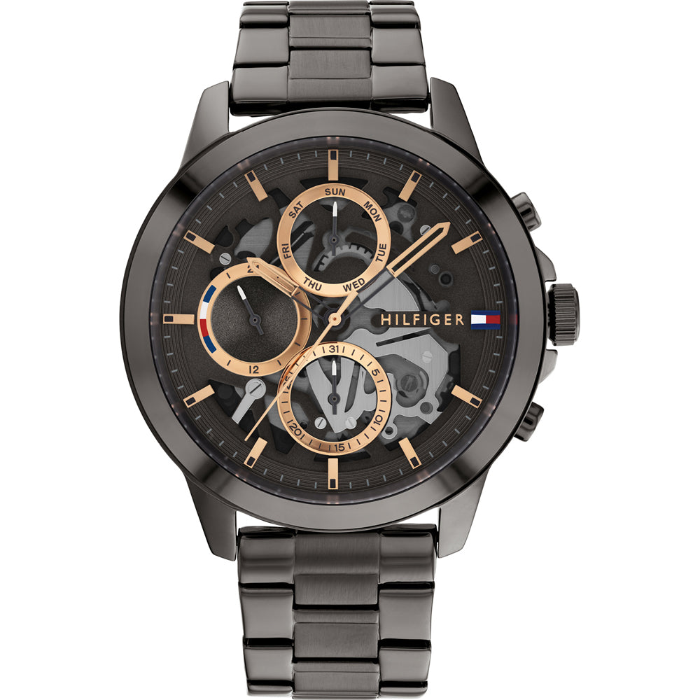  Shop Authentic Tommy Hilfiger Henry Chronograph Grey Dial Grey Steel Strap Watch For Men - 1710479 - Luxxuri