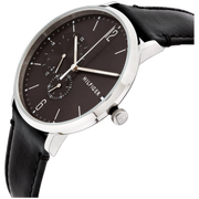  Shop Authentic Tommy Hilfiger Brooklyn Black Dial Black Leather Strap Watch for Men - 1791509 - Luxxuri
