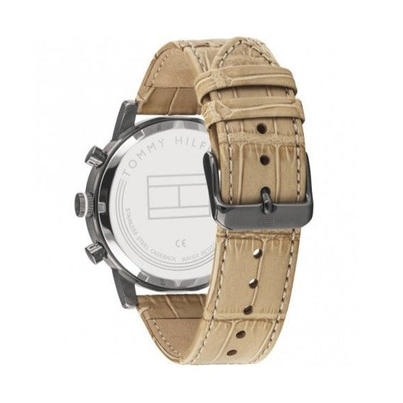  Shop Authentic Tommy Hilfiger Kane White Dial Beige Leather Strap Watch for Men - 1710399 - Luxxuri