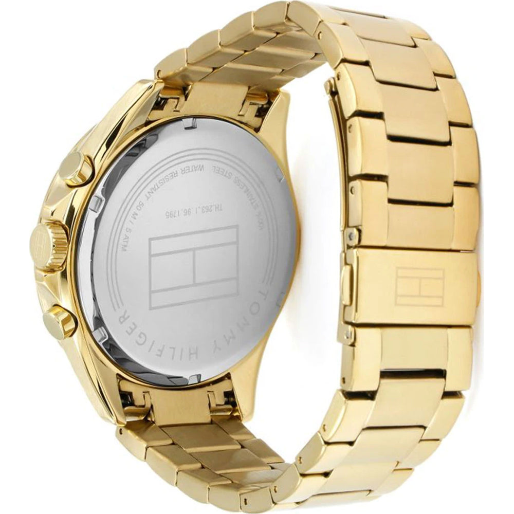  Shop Authentic Tommy Hilfiger Luke Chronograph White Dial Gold Steel Strap Watch for Men - 1791121 - Luxxuri