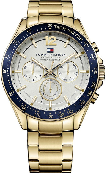 Shop Authentic Tommy Hilfiger Luke Chronograph White Dial Gold Steel Strap Watch for Men - 1791121 - Luxxuri