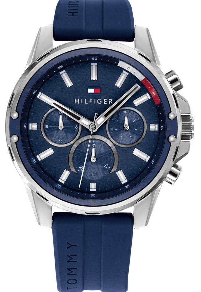  Shop Authentic Tommy Hilfiger Mason Blue Dial Blue Rubber Strap Watch for Men - 1791791 - Luxxuri