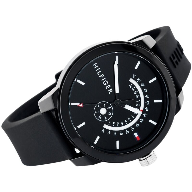 Shop Authentic Tommy Hilfiger Denim Quartz Black Dial Black Rubber Strap Watch for Men - 1791483 - Luxxuri