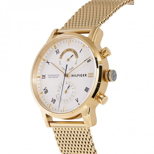  Shop Authentic Tommy Hilfiger Kane White Dial Gold Mesh Bracelet Watch for Men - 1710403 - Luxxuri