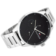  Shop Authentic Tommy Hilfiger Chase Quartz Black Dial Silver Steel Strap Watch For Men - 1791485 - Luxxuri