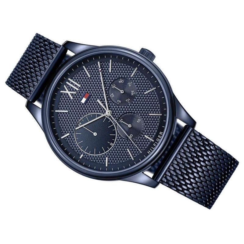  Shop Authentic Tommy Hilfiger Damon Quartz Blue Dial Blue Mesh Bracelet Watch for Men - 1791421 - Luxxuri