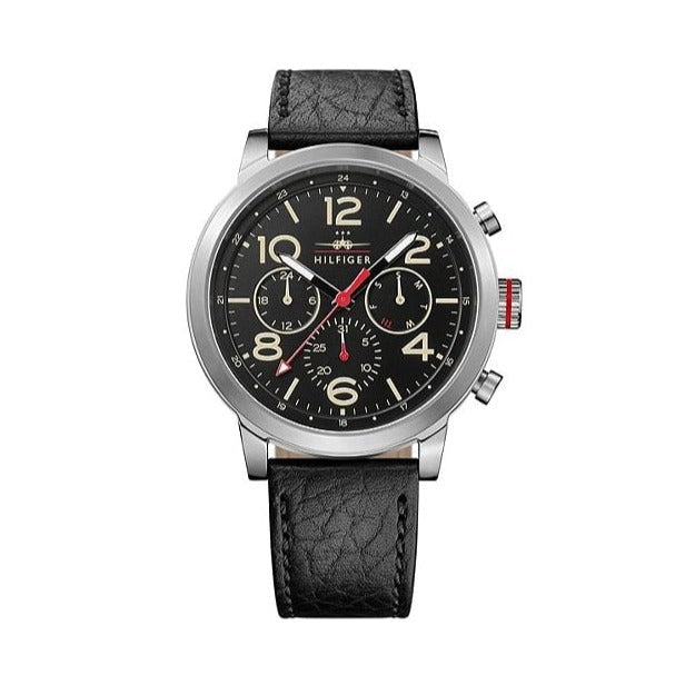  Shop Authentic Tommy Hilfiger Jake Chronograph Black Dial Black Leather Strap Watch for Men - 1791232 - Luxxuri