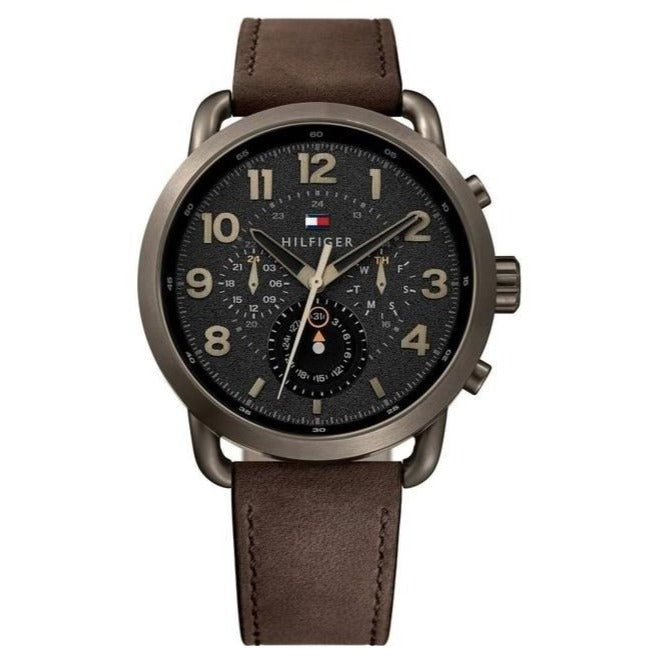  Shop Authentic Tommy Hilfiger Briggs Chronograph Black Dial Brown Leather Strap Watch for Men - 1791425 - Luxxuri