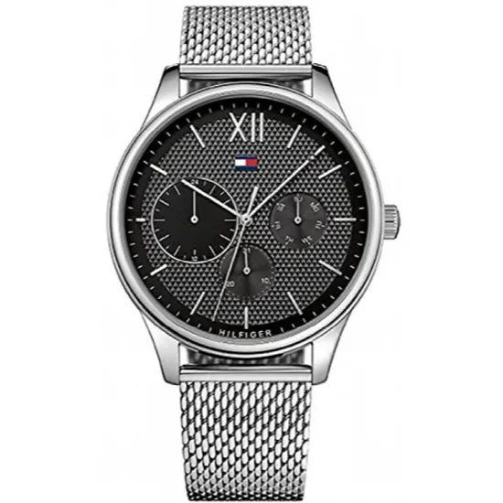  Shop Authentic Tommy Hilfiger Damon Quartz Chronograph Black Dial Silver Mesh Bracelet Watch for Men - 1791415 - Luxxuri