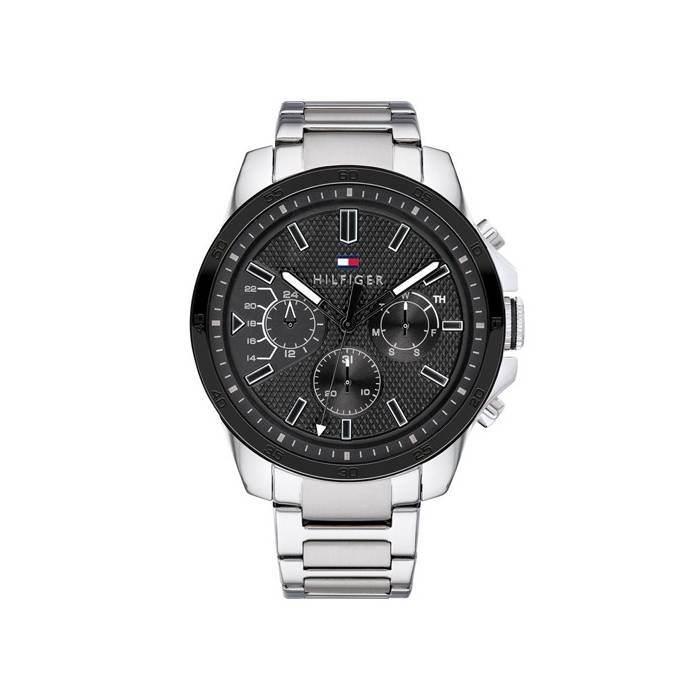  Shop Authentic Tommy Hilfiger Iconic Quartz Black Dial Silver Steel Strap Watch for Men - 1791564 - Luxxuri