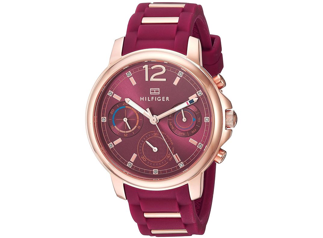 Shop Authentic Tommy Hilfiger Claudia Red Dial Two Tone Steel Strap Watch for Women - 1781744 - Luxxuri