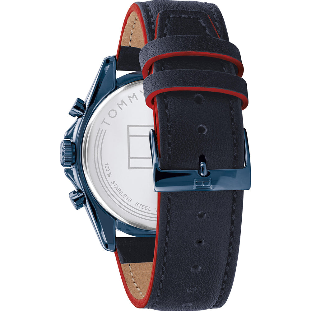  Shop Authentic Tommy Hilfiger Parker Chronograph Quartz Blue Dial Blue Leather Strap Watch For Men - 1791839 - Luxxuri