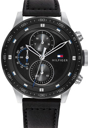  Shop Authentic Tommy Hilfiger Trent Chronograph Quartz Black Dial Black Leather Strap Watch For Men - 1791810 - Luxxuri