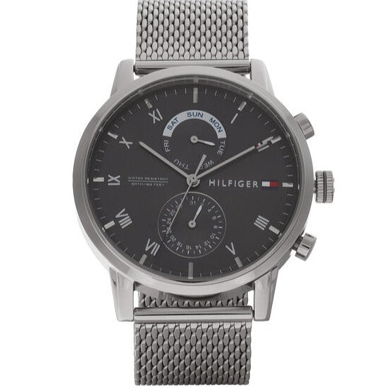  Shop Authentic Tommy Hilfiger Kane Black Dial Silver Mesh Bracelet Watch for Men - 1710402 - Luxxuri