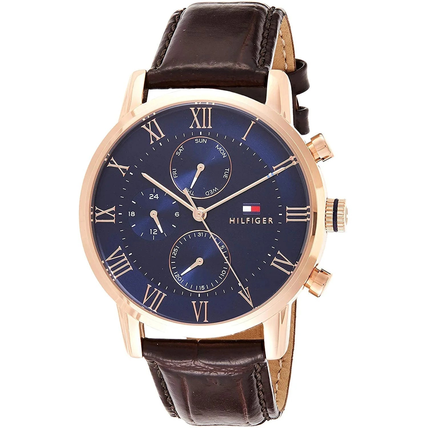  Shop Authentic Tommy Hilfiger London Chronograph Blue Dial Brown Leather Strap Watch for Men - 1791532 - Luxxuri