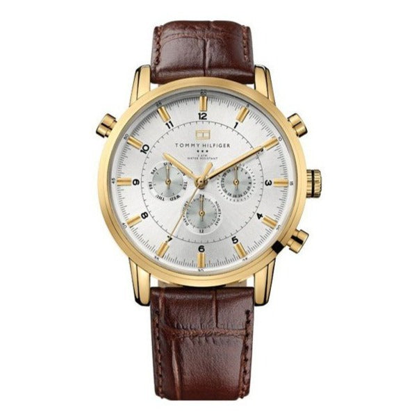  Shop Authentic Tommy Hilfiger Harrison White Dial Brown Leather Strap Watch for Men - 1790874 - Luxxuri
