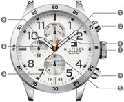  Shop Authentic Tommy Hilfiger Trent Multifunction White Dial Silver Steel Strap Watch for Men - 1791140 - Luxxuri