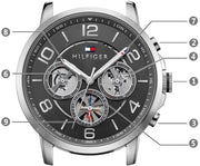  Shop Authentic Tommy Hilfiger Keagan Quartz Grey Dial Black Leather Strap Watch for Men - 1791289 - Luxxuri