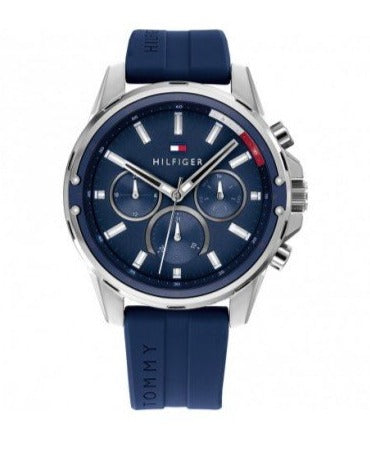  Shop Authentic Tommy Hilfiger Mason Blue Dial Blue Rubber Strap Watch for Men - 1791791 - Luxxuri