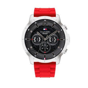  Shop Authentic Tommy Hilfiger Luca Chronograph Grey Dial Red Silicone Strap Watch For Men - 1710490 - Luxxuri