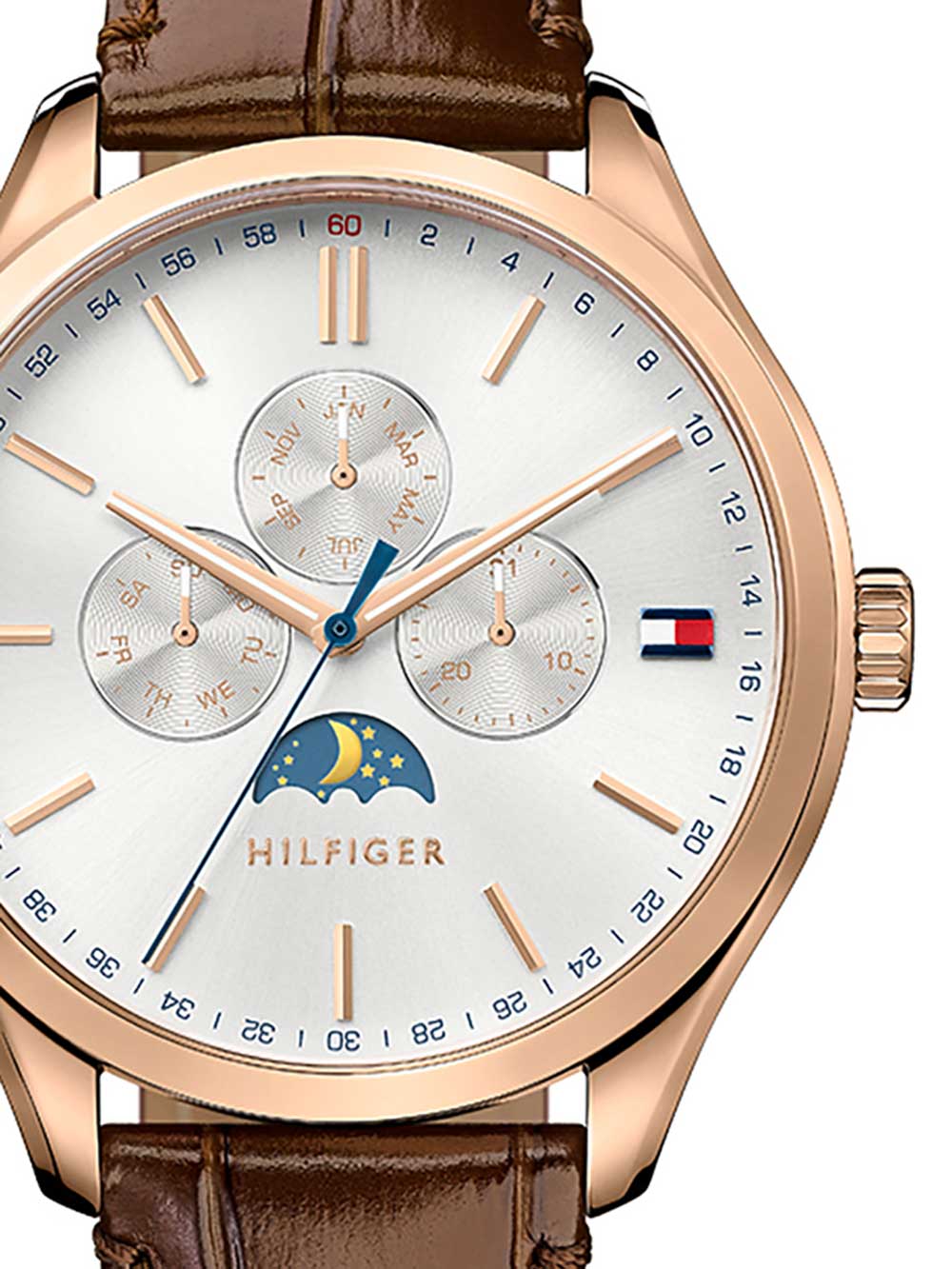  Shop Authentic Tommy Hilfiger Oliver Chronograph White Dial Brown Leather Strap Watch for Men - 1791306 - Luxxuri