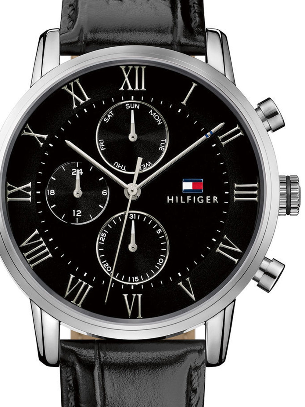  Shop Authentic Tommy Hilfiger Kane Quartz Black Dial Black Leather Strap Watch for Men - 1791401 - Luxxuri