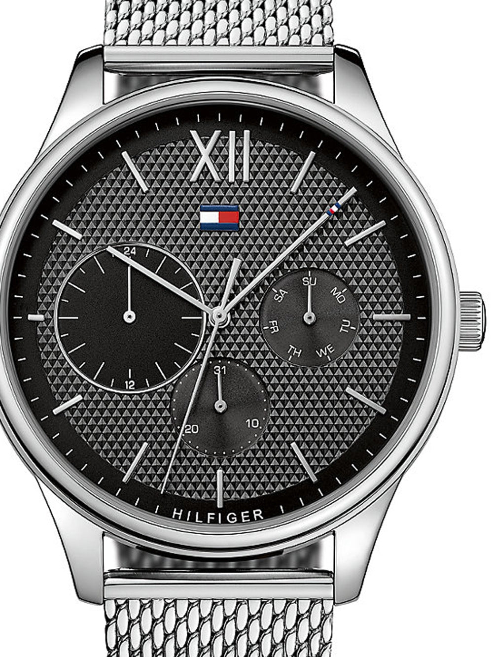  Shop Authentic Tommy Hilfiger Damon Quartz Chronograph Black Dial Silver Mesh Bracelet Watch for Men - 1791415 - Luxxuri