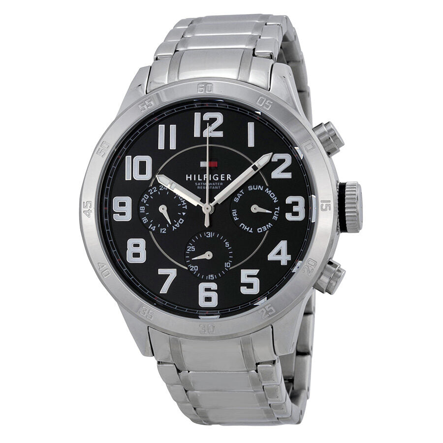  Shop Authentic Tommy Hilfiger Trent Chronograph Black Dial Silver Steel Strap Watch for Men - 1791054 - Luxxuri