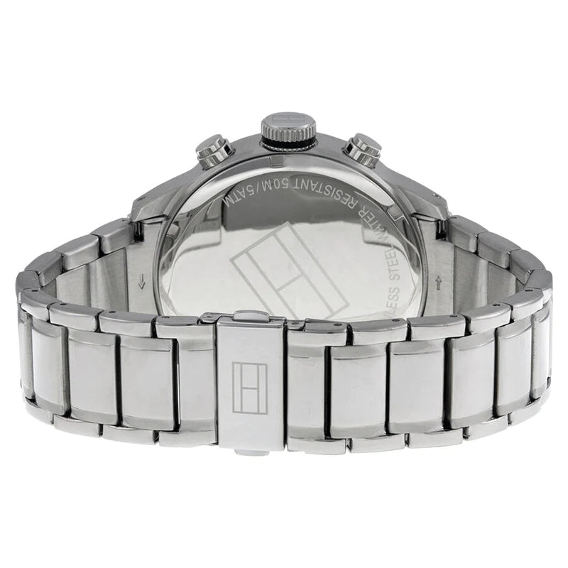  Shop Authentic Tommy Hilfiger Trent Chronograph Black Dial Silver Steel Strap Watch for Men - 1791054 - Luxxuri