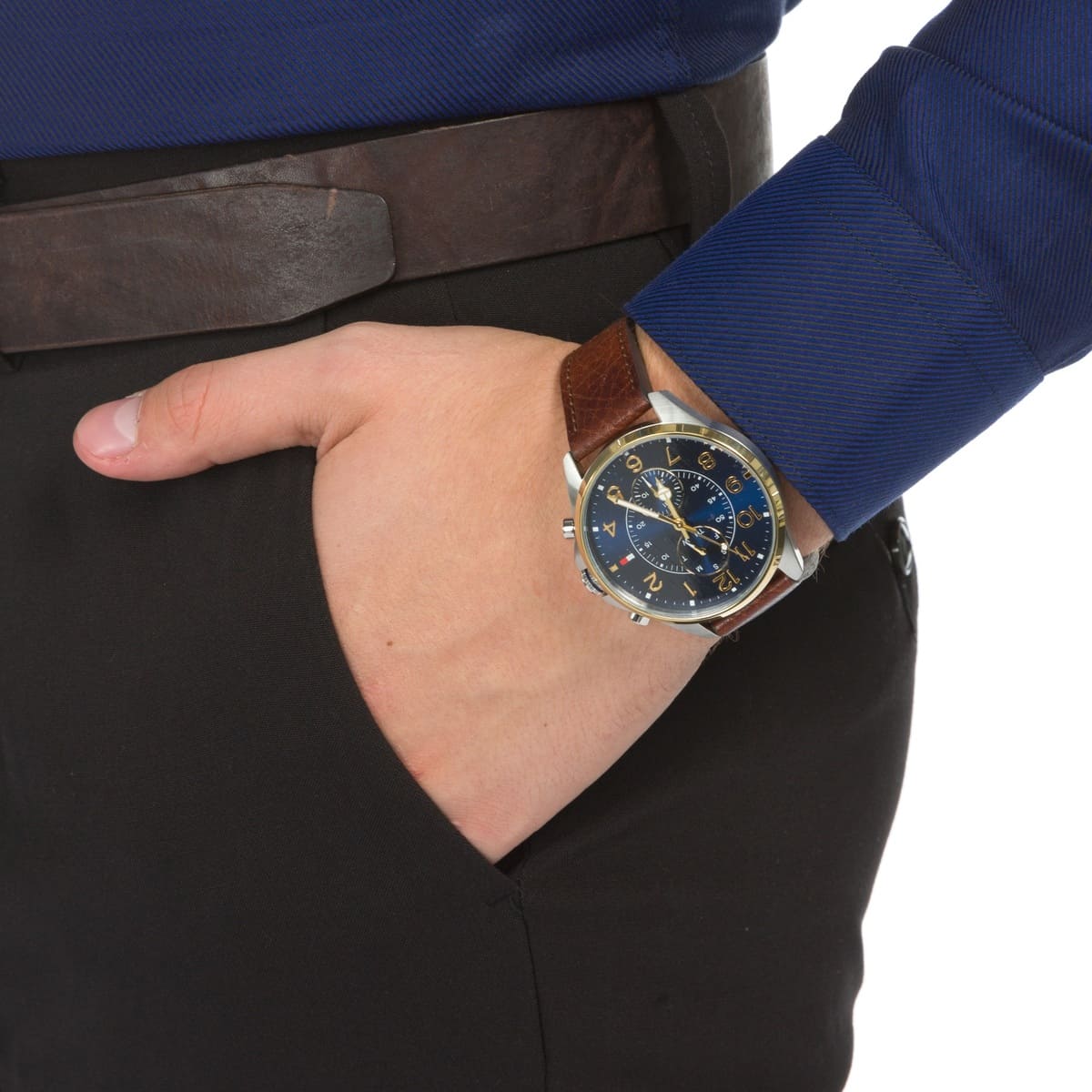  Shop Authentic Tommy Hilfiger Deacan Blue Dial Brown Leather Strap Watch for Men - 1791549 - Luxxuri