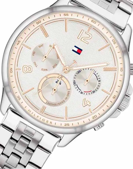  Shop Authentic Tommy Hilfiger Harper Chronograph White Dial Silver Steel Strap Watch For Women - 1782222 - Luxxuri