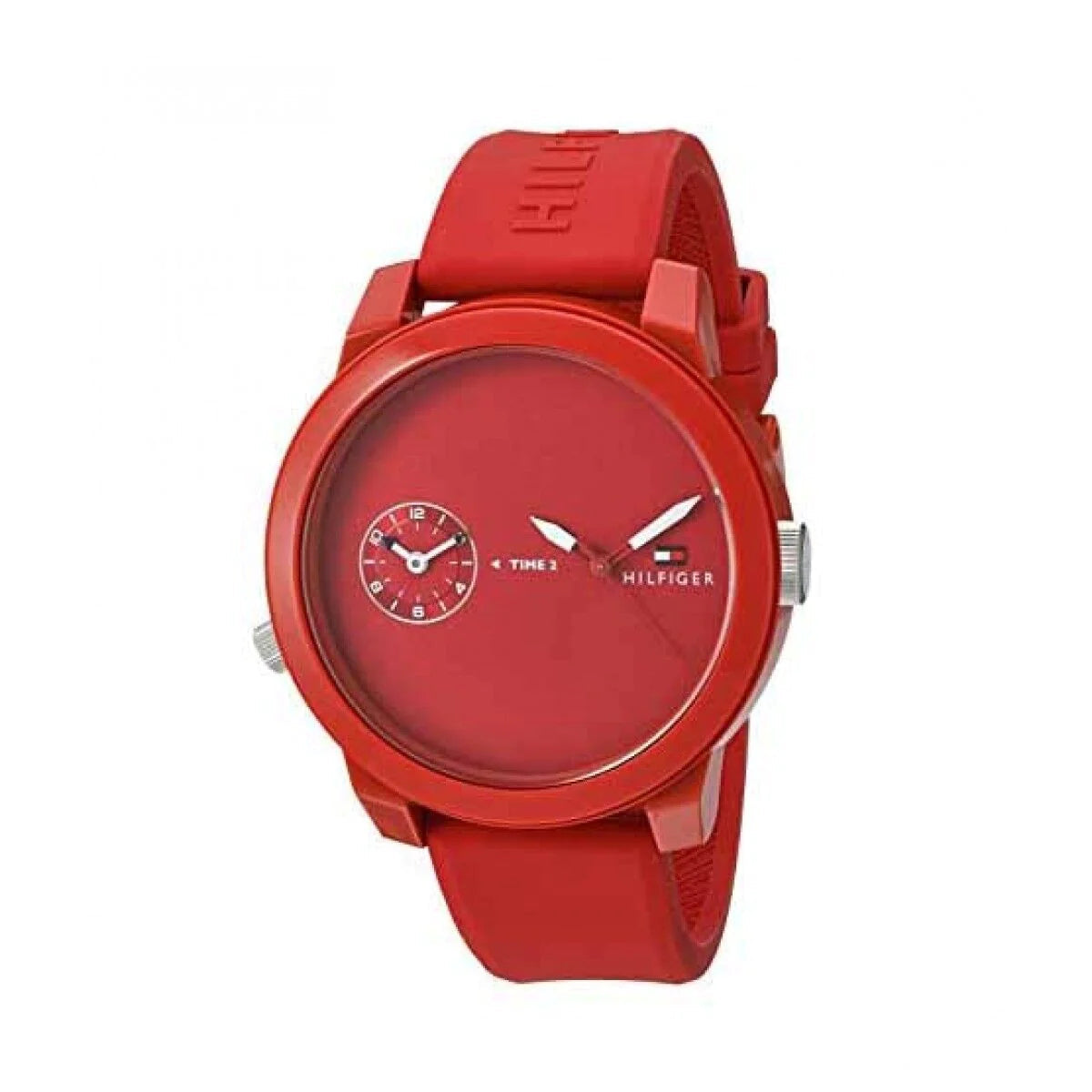  Shop Authentic Tommy Hilfiger Denim Quartz Red Dial Red Rubber Strap Watch for Men - 1791323 - Luxxuri