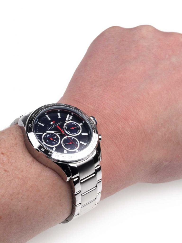 Shop Authentic Tommy Hilfiger Hudson Chronograph Quartz Blue Dial Silver Steel Strap Watch For Men - 1791228 - Luxxuri