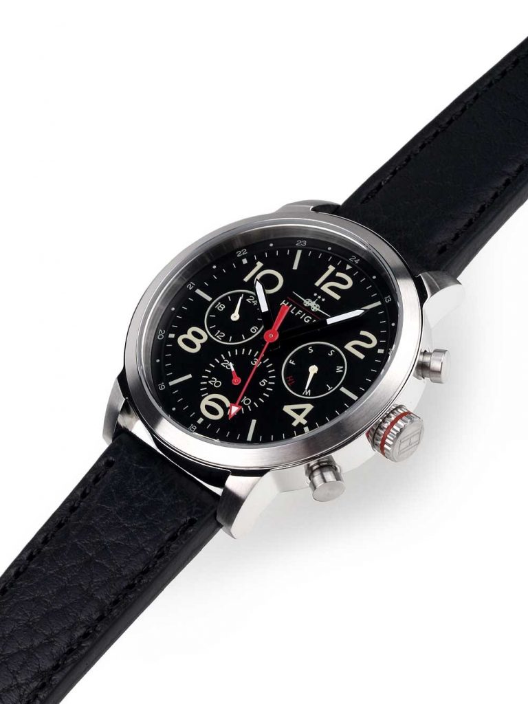  Shop Authentic Tommy Hilfiger Jake Chronograph Black Dial Black Leather Strap Watch for Men - 1791232 - Luxxuri