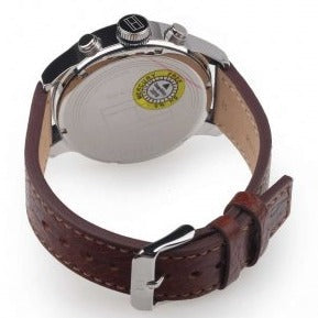  Shop Authentic Tommy Hilfiger Jackson Multi-Function Silver Dial Brown Leather Strap Watch for Men - 1791239 - Luxxuri