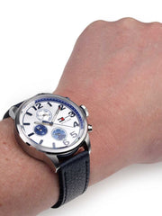  Shop Authentic Tommy Hilfiger Jackson Silver Dial Black Leather Strap Watch for Men - 1791240 - Luxxuri