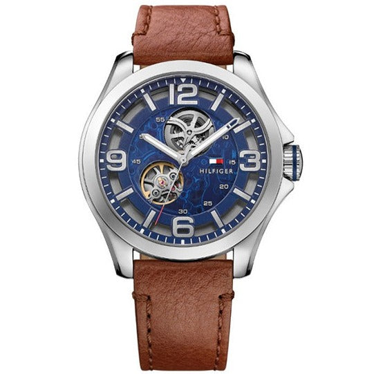  Shop Authentic Tommy Hilfiger Bruce Analog Blue Dial Brown Leather Strap Watch for Men - 1791278 - Luxxuri