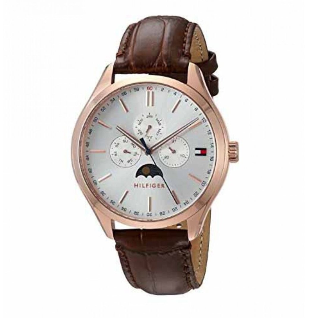  Shop Authentic Tommy Hilfiger Oliver Chronograph White Dial Brown Leather Strap Watch for Men - 1791306 - Luxxuri