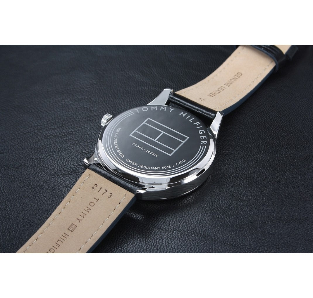  Shop Authentic Tommy Hilfiger Damon Multifunction Black Dial Black Leather Strap Watch for Men - 1791417 - Luxxuri