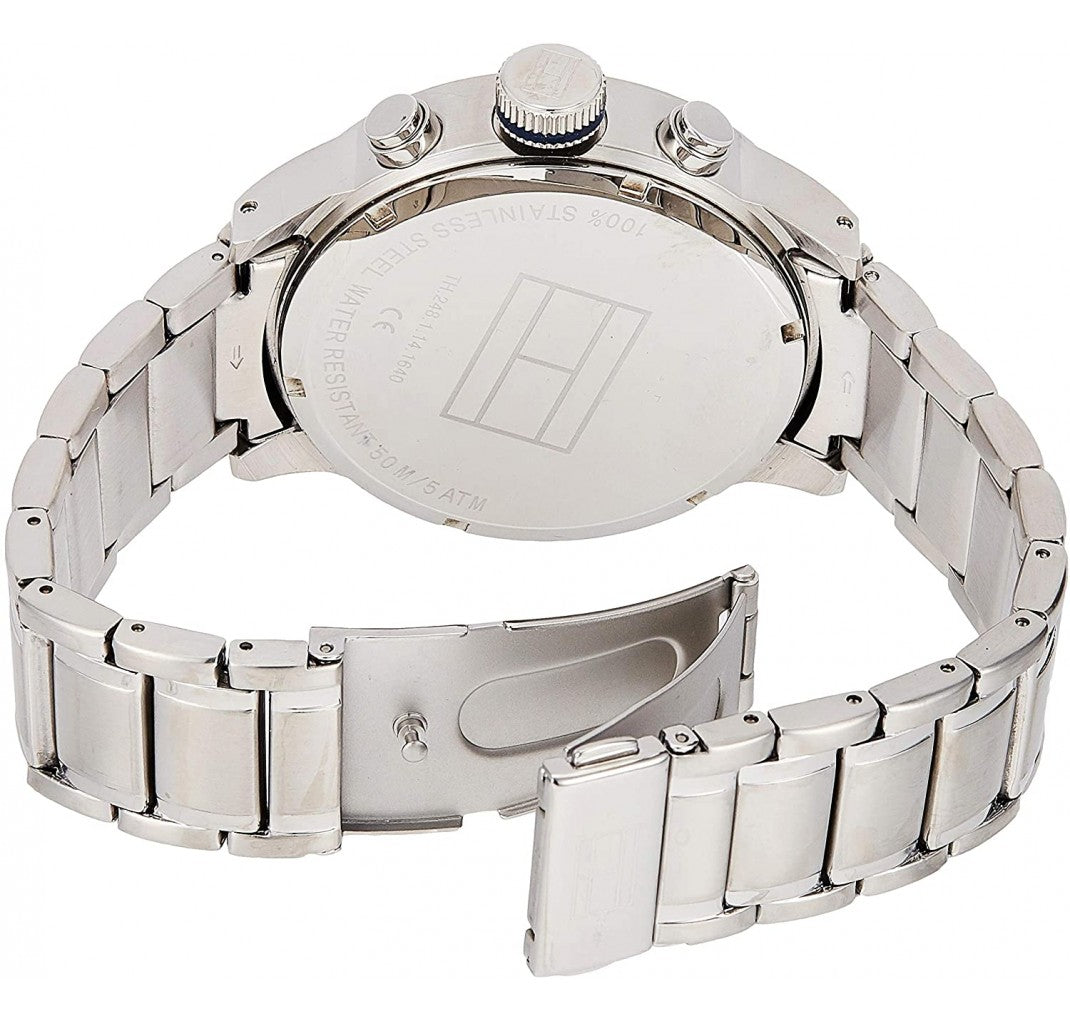  Shop Authentic Tommy Hilfiger Trent Chronograph Black Dial Silver Steel Strap Watch for Men - 1791054 - Luxxuri
