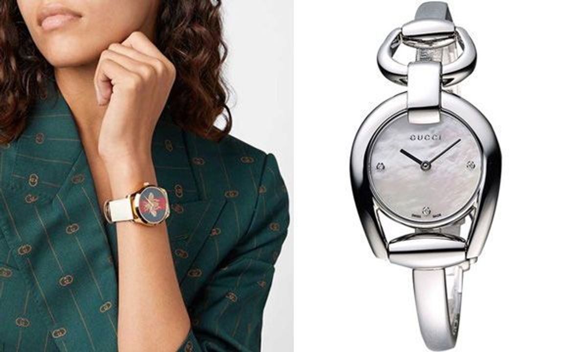  Shop Authentic Gucci Horsebit Collection Diamonds Mother of Pearl Dial Silver Steel Strap Watch For Women - YA139506 - Luxxuri