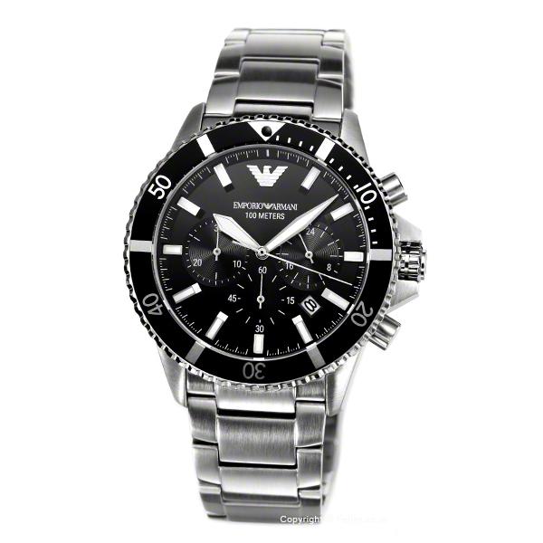  Shop Authentic Emporio Armani Diver Chronograph Quartz Black Dial Silver Steel Strap Watch For Men - AR11360 - Luxxuri